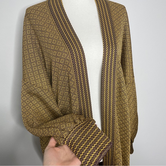 Zara Jacquard Gold Knit Cardigan Puff Sleeves - Picture 8 of 10